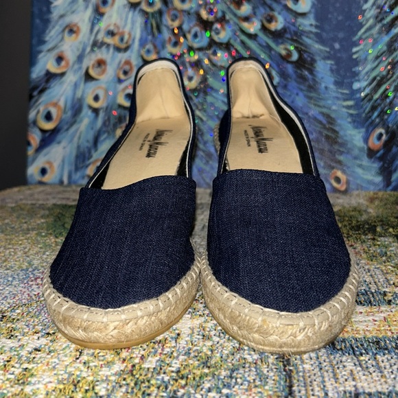 Neiman Marcus Size 8 Denim Wedge Espadrilles - Picture 3 of 14